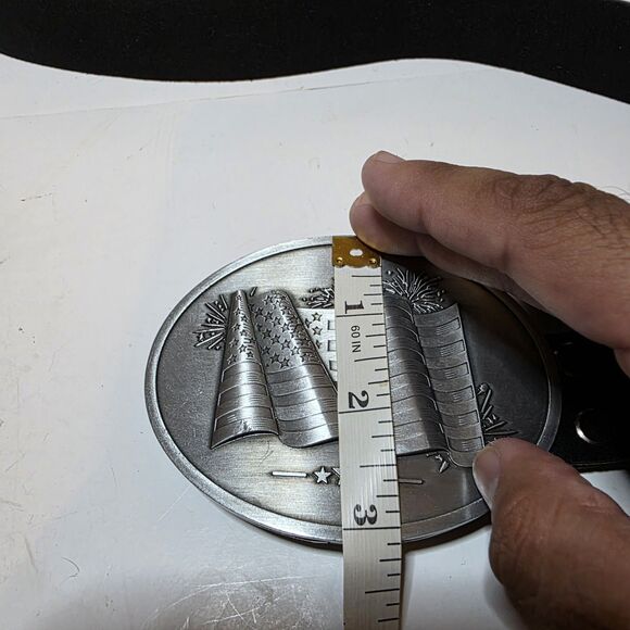 Bevbuckle Silver Tone American Flag Belt Buckle Drink Holder Oval Shaped - Picture 10 of 11